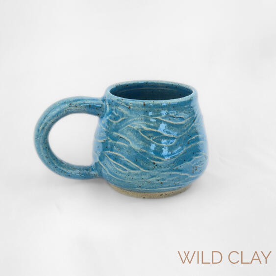 Ocean Mug $45.00 | 250ml | 1 Available Hand thrown stoneware mug with layered wave textures.