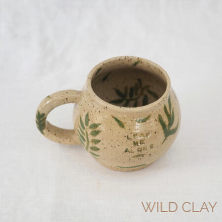 Mug - Leaf Me Alone #2 $49.00 (250 ml) 1 Available Wheel thrown mug with hand painted leaves.