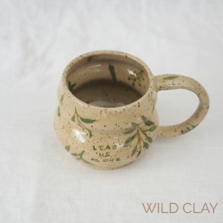 Mug - Leaf Me Alone #1 $49.00 (250 ml) 1 Available Cloud shape stoneware mug with hand painted leaf theme.