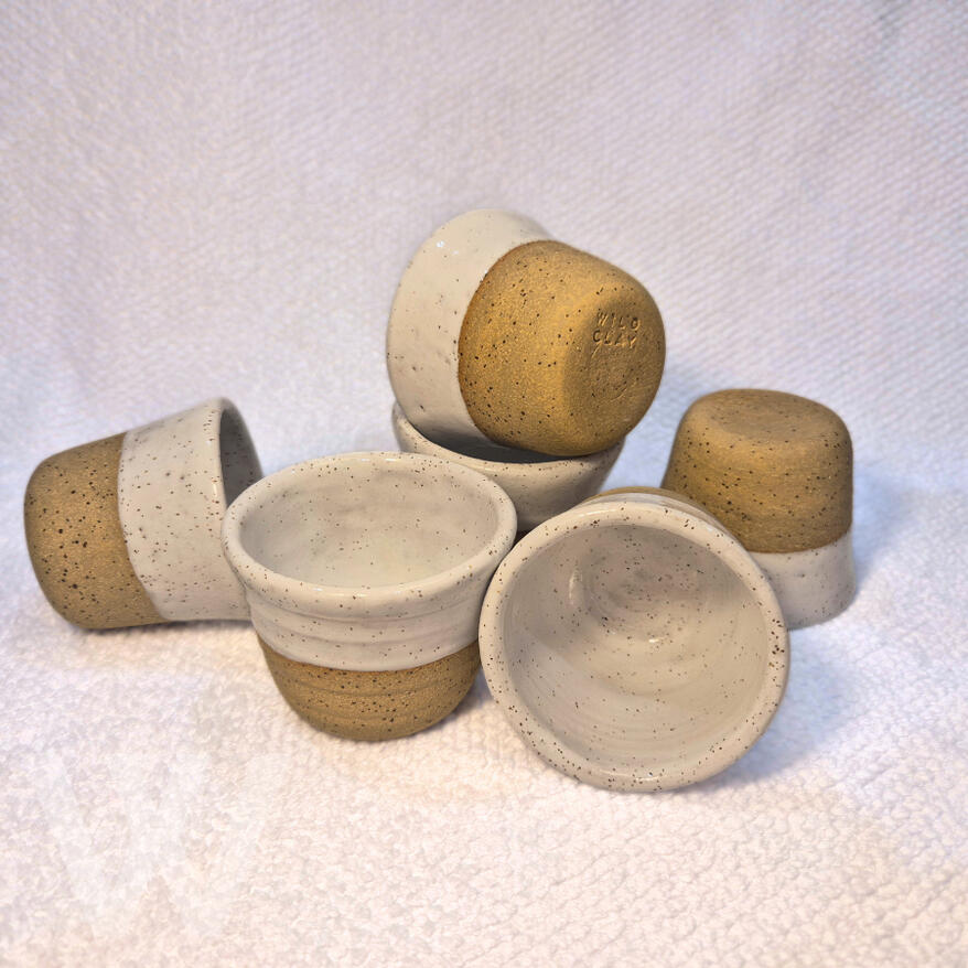 Pause Tumbler $22.50 (250 ml) 4 in stock Handmade stoneware tumbler with a white glaze over speckled clay.