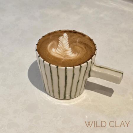 Modern Coffee Cup | Olive Stripe $42.00 | Preorder Designed, Hand thrown and hand painted just for you.