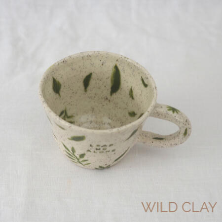 Mug - Leaf Me Alone #3 $49.00 | 250ml | 1 Available Wheel thrown stoneware mug with hand painted leaves.