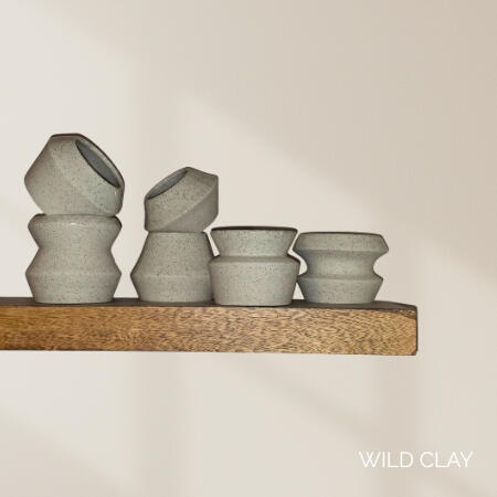 Impractical Tumbler Set $135.00 Range from 175ml to 250ml SOLD Clear glaze on speckled clay.