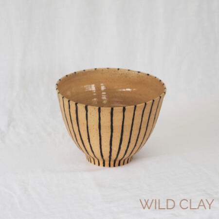 Large Tuxedo Stripe Bowl $69.00 1 available (18cm w by 13cm h) Wheel thrown Speckled Clay Bown with striking hand painted stripes.