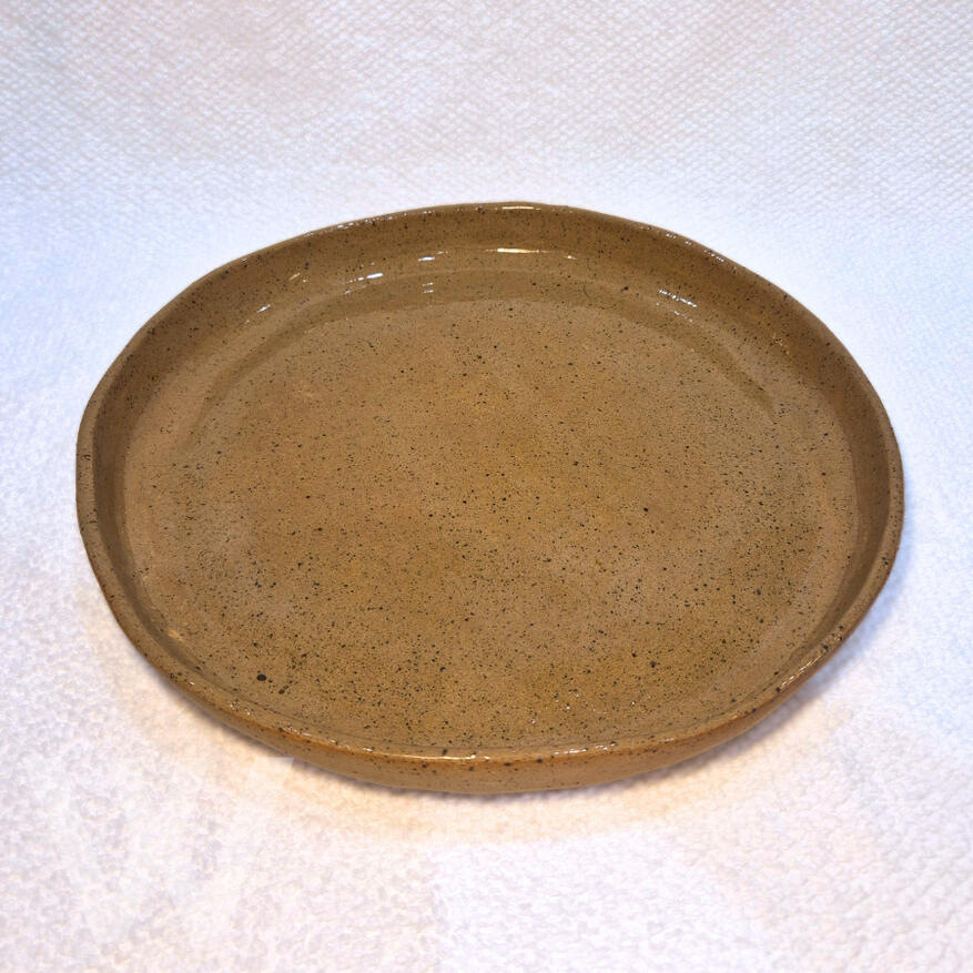 Serving Platter - Clear Speckle Large $125.00 (3.5cm H by 34cm W) Out of Stock Small $65.00 (3cm H by 26cm W) 1 in stock A generous stoneware platter, designed for salads or warm dishes when hosting. Preorders Available