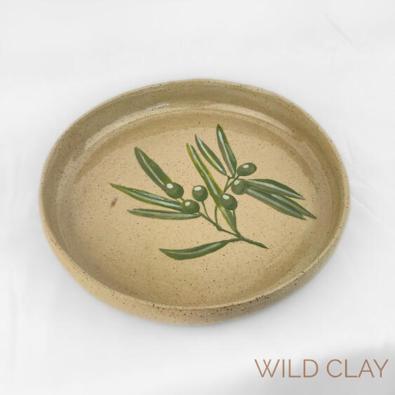 Serving Platter - Olive Branch Small $98.00 | 26 cm | 1 Available Handcrafted stoneware platter featuring a hand-painted olive branch.